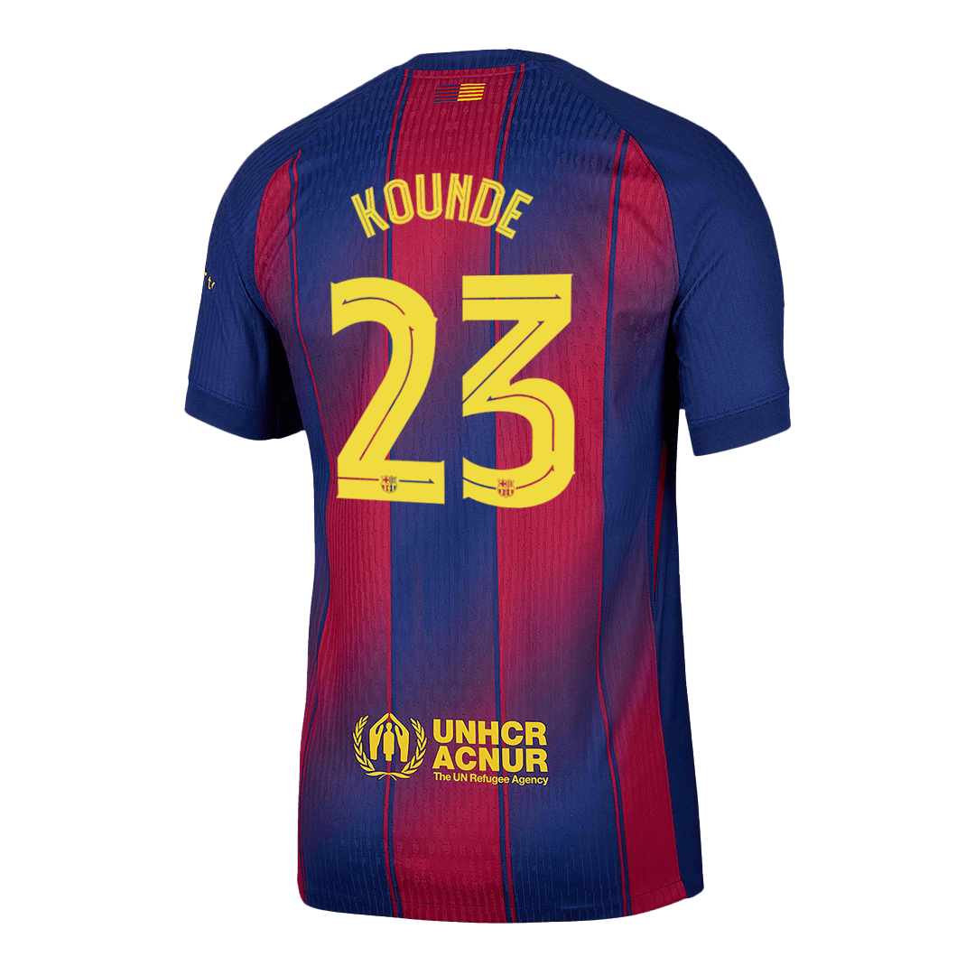 Maillot de football domicile KOUNDE #23 Barcelone UCL 2025/26 version joueur homme - Coupe ajustée