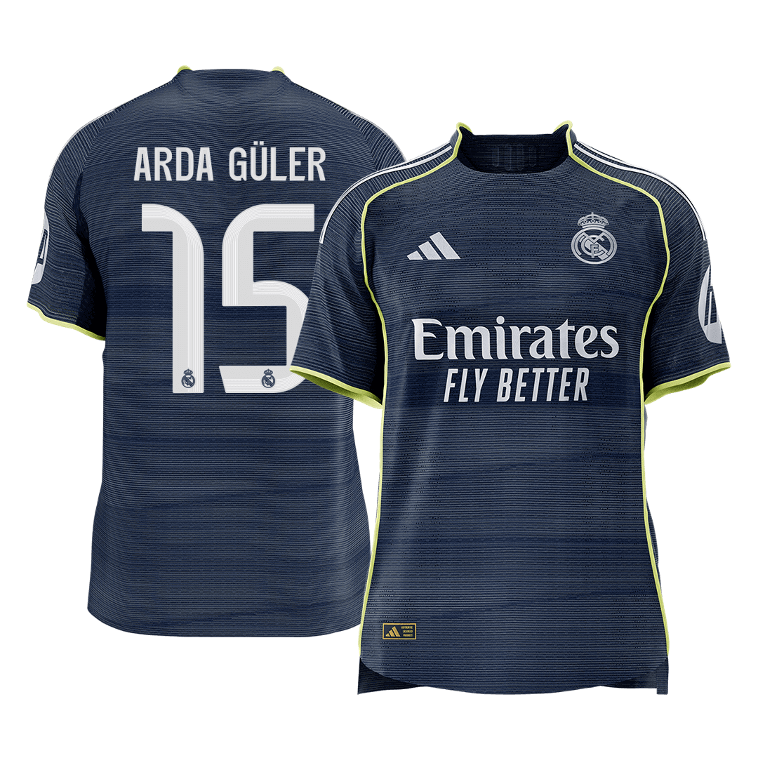 Maillot de foot extérieur ARDA GÜLER #15 Homme Real Madrid 2025/26 - Version joueur - Coupe ajustée [PREMIUM]
