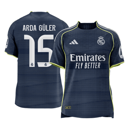 Maillot de foot extérieur ARDA GÜLER #15 Homme Real Madrid 2025/26 - Version joueur - Coupe ajustée [PREMIUM]