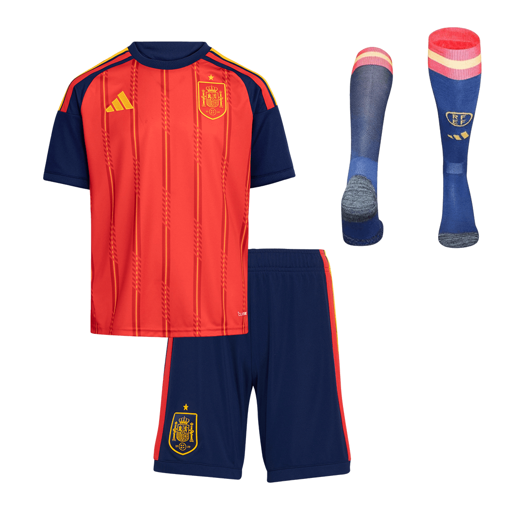 Ensemble complet maillot de football domicile Espagne Coupe du Monde 2026 pour enfant [PREMIUM]
