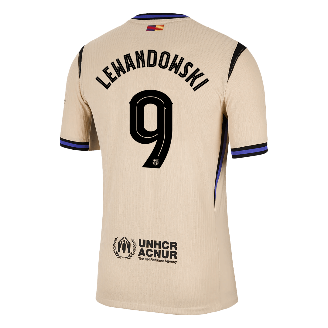 Maillot de football LEWANDOWSKI #9 Homme Barcelone LDC 2025/26 Version joueur Extérieur - Coupe ajustée