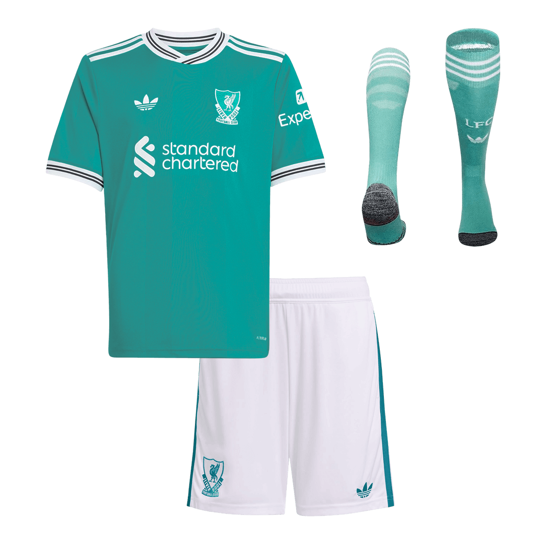 Maillot de foot complet extérieur enfant Liverpool 2025/26