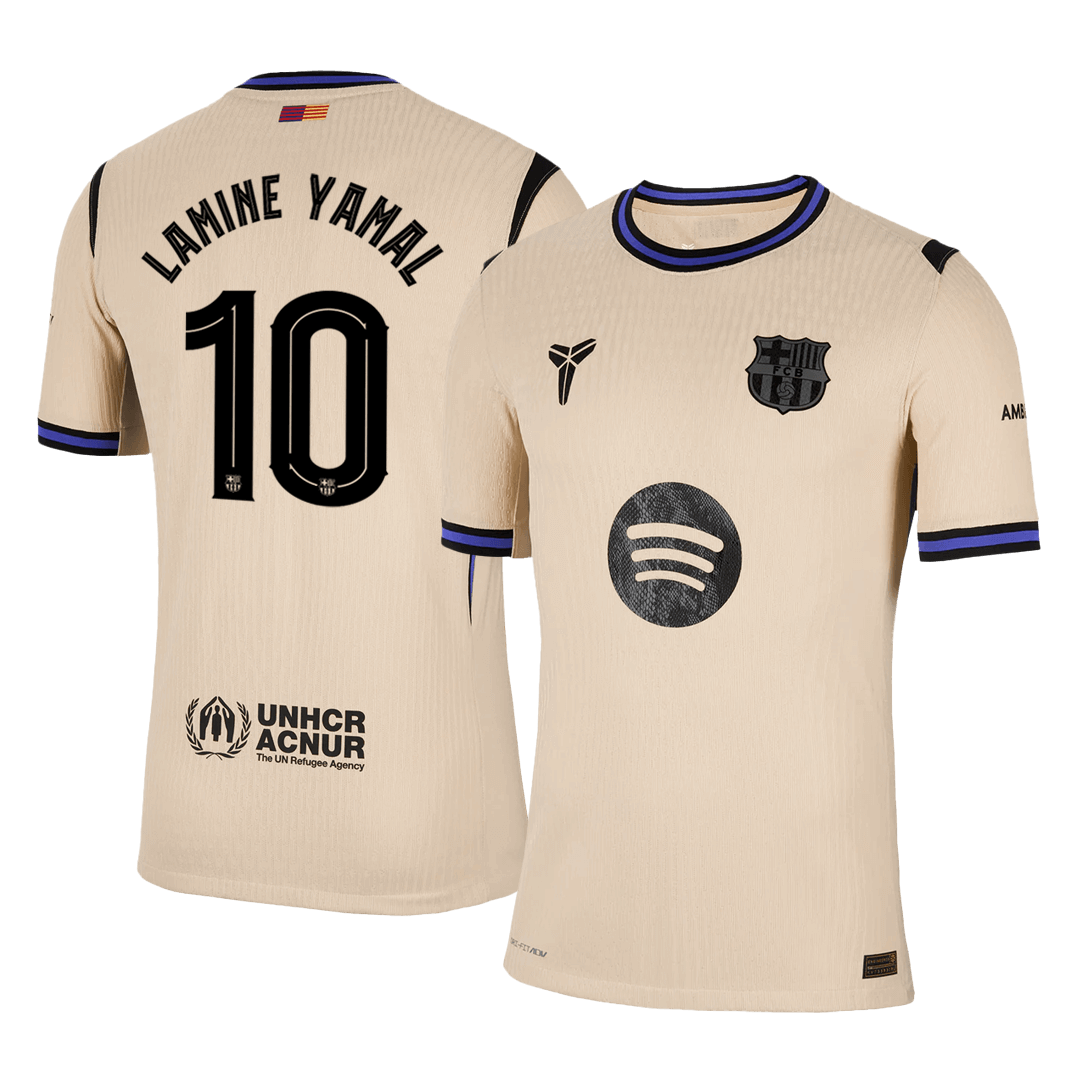 Maillot de football Lamine Yamal #10 Homme FC Barcelone UCL 2025/26 Version Joueur Extérieur - Coupe Ajustée