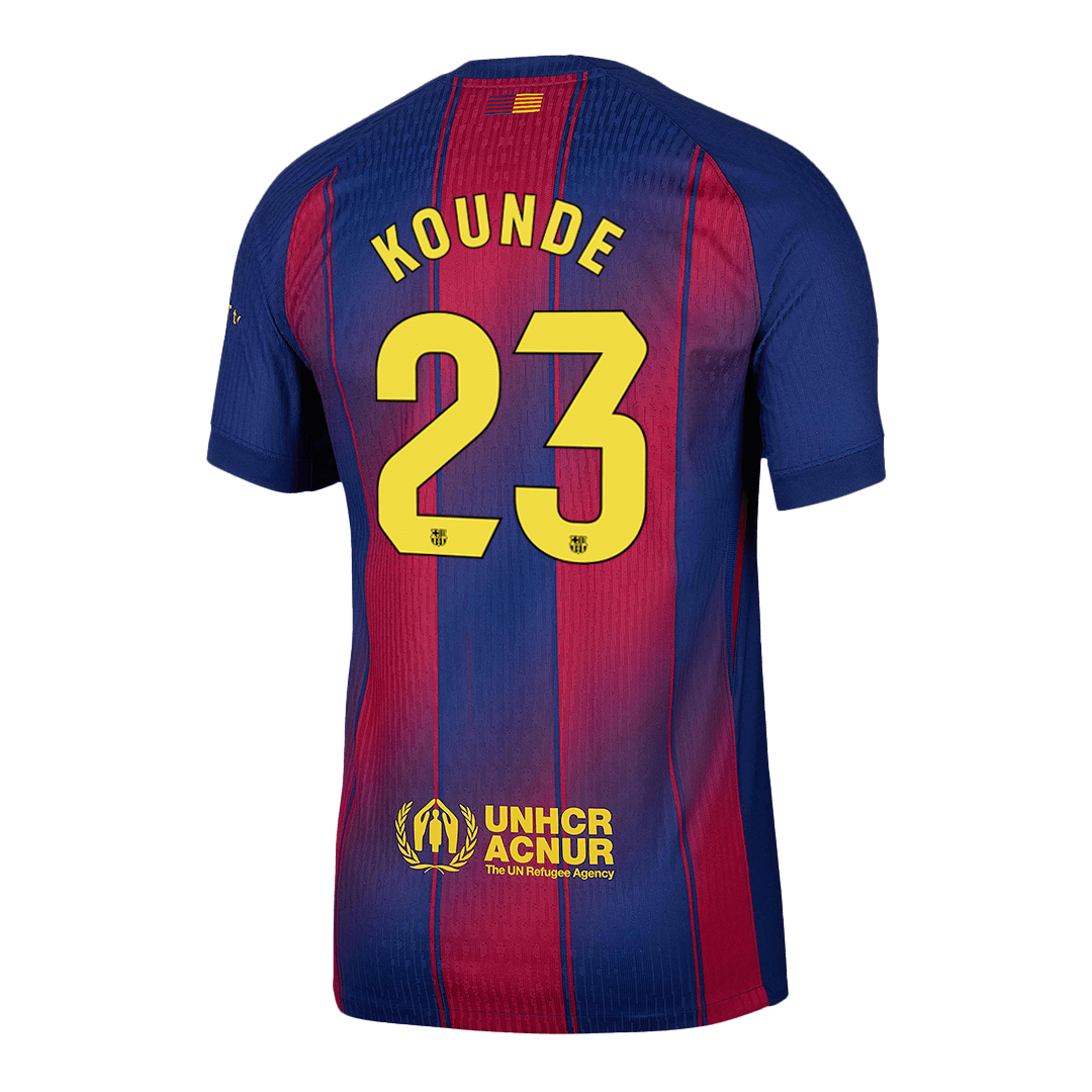 Maillot de football domicile KOUNDE #23 Barcelone 2025/26 version joueur homme - Coupe ajustée