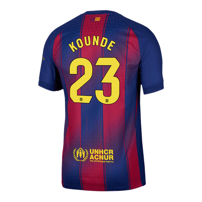 Maillot de football domicile KOUNDE #23 Barcelone 2025/26 version joueur homme - Coupe ajustée