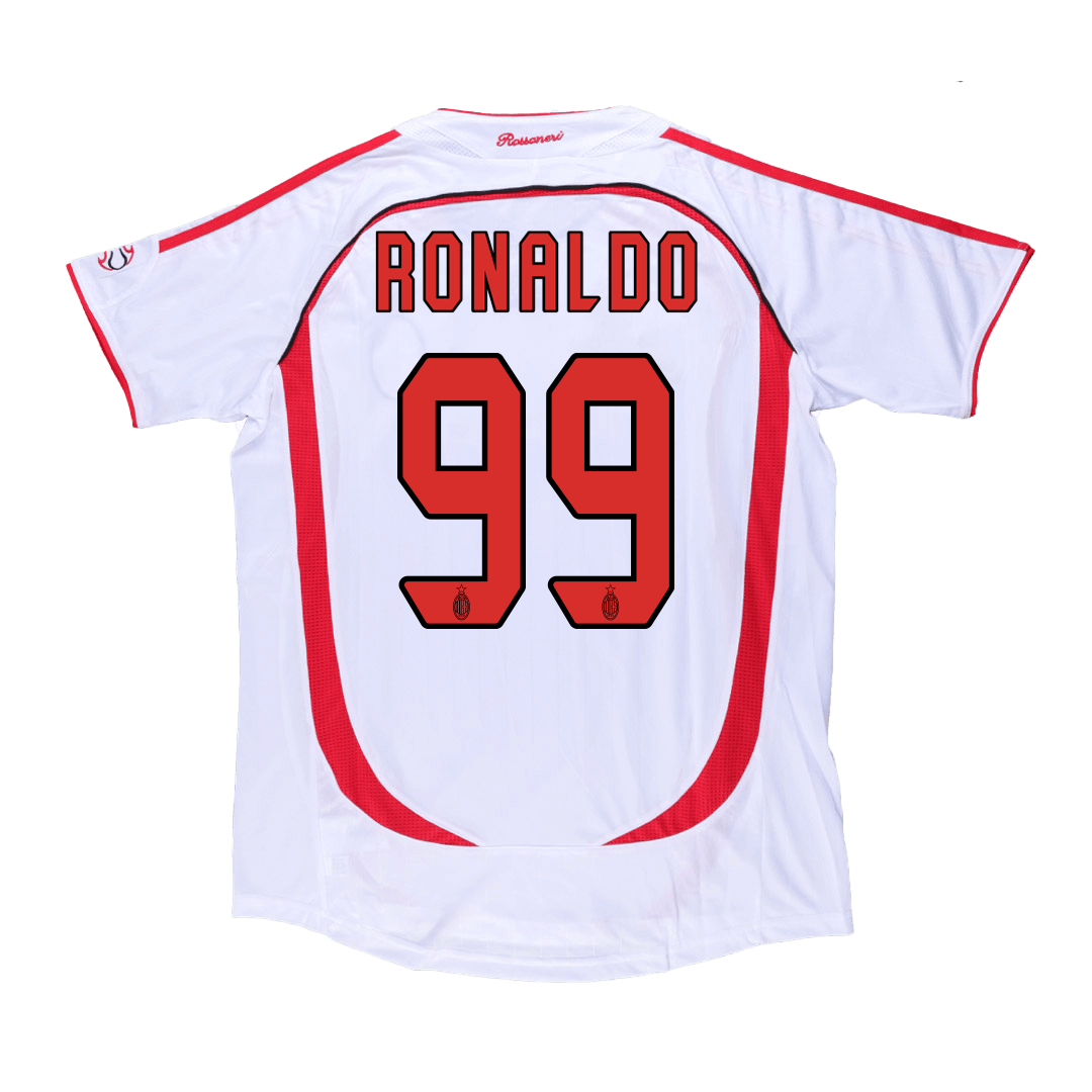 Maillot de football Rétro RONALDO #99 AC Milan UCL 2006/07 Extérieur Homme