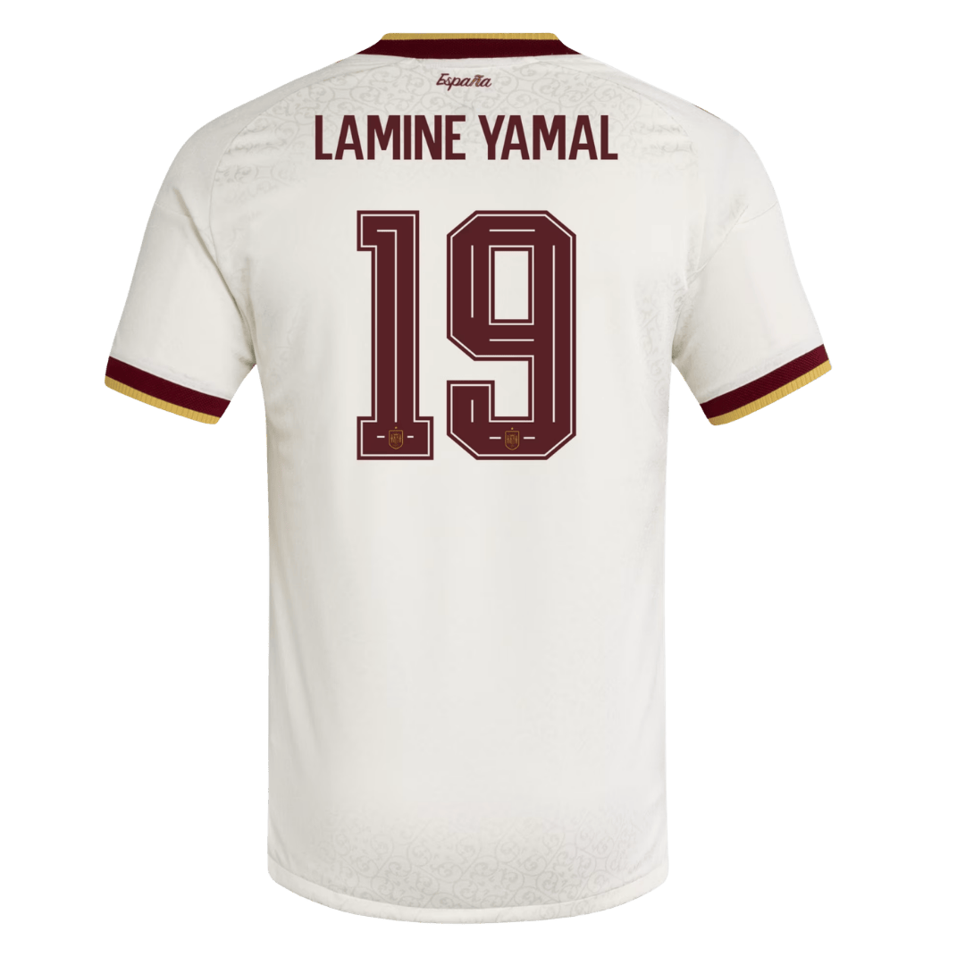 Maillot de foot extérieur slim pour homme LAMINE YAMAL #19 Équipe d'Espagne Coupe du Monde 2026 - Version Joueur