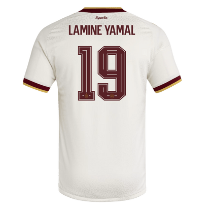 Maillot de foot extérieur slim pour homme LAMINE YAMAL #19 Équipe d'Espagne Coupe du Monde 2026 - Version Joueur