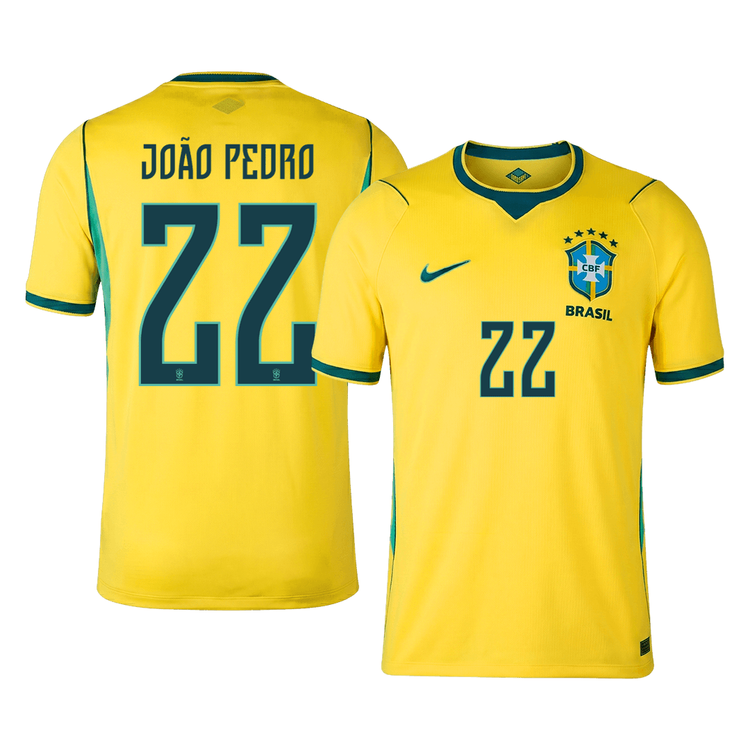 JOÃO PEDRO #22 Men's Brazil World Cup 2026 Home Soccer Jersey