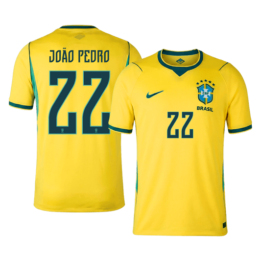 JOÃO PEDRO #22 Men's Brazil World Cup 2026 Home Soccer Jersey