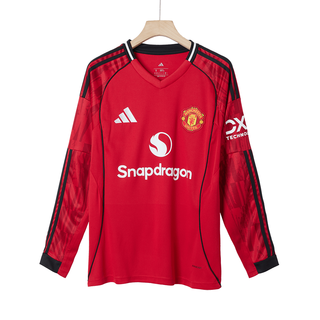 Maillot de foot à manches longues domicile Manchester United 2025/26 pour homme