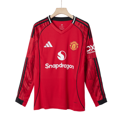 Maillot de foot à manches longues domicile Manchester United 2025/26 pour homme