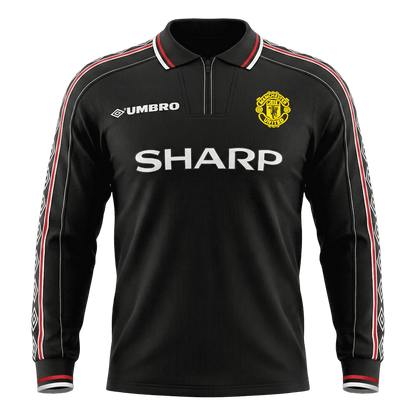 Maillot de football rétro Manchester United 1998 extérieur manches longues pour homme