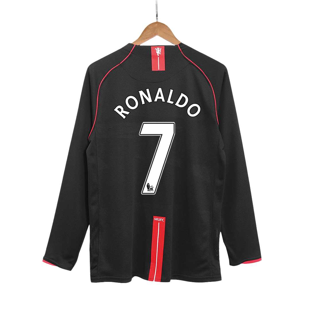 Maillot de foot rétro à manches longues Manchester United 2007/08 extérieur pour homme RONALDO #7