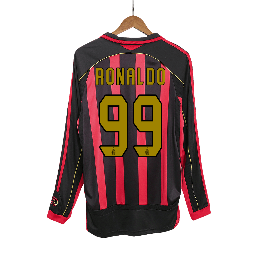 Maillot de football rétro RONALDO #99 AC Milan domicile manches longues homme 2006/07