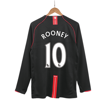 Maillot de foot rétro manches longues extérieur Manchester United 2007/08 pour homme ROONEY #10