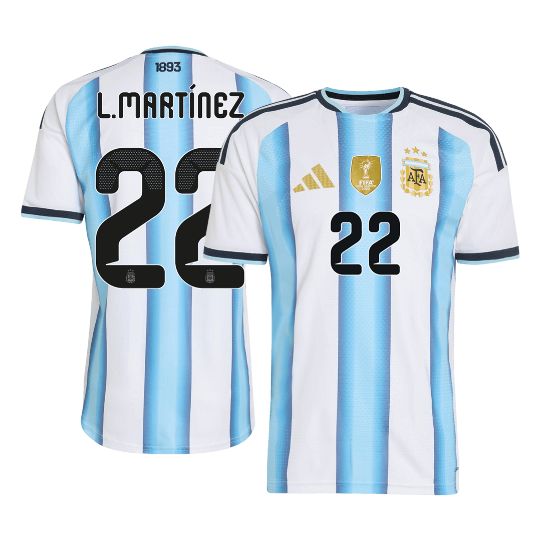 Maillot de Foot Domicile Homme L.MARTÍNEZ #22 Argentine Coupe du Monde 2026 Version Joueur - Coupe Ajustée