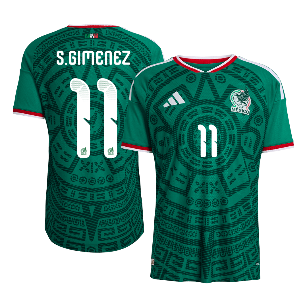 Maillot de football domicile homme version joueur S.GIMENEZ #11 Mexique Coupe du Monde 2026 - Coupe ajustée