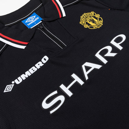 Maillot de football rétro Manchester United 1998 extérieur manches longues pour homme