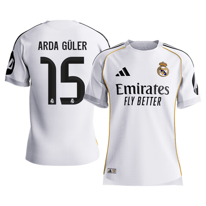 Maillot de football domicile homme Real Madrid 2025/26 ARDA GÜLER #15 - Coupe slim [PREMIUM]