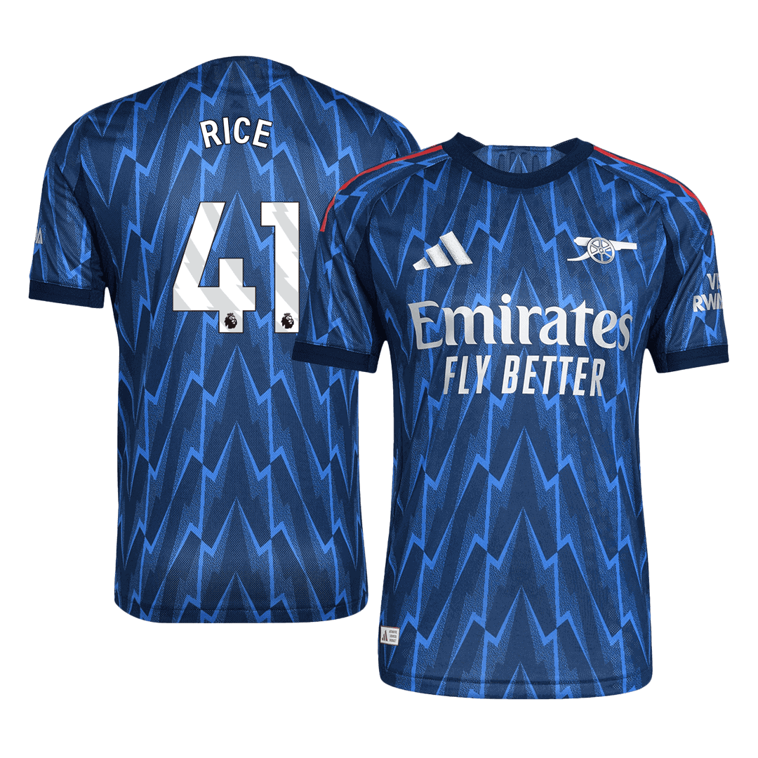 RICE #41 Maillot de foot extérieur Arsenal 2025/26 pour homme - Version joueur - Coupe ajustée