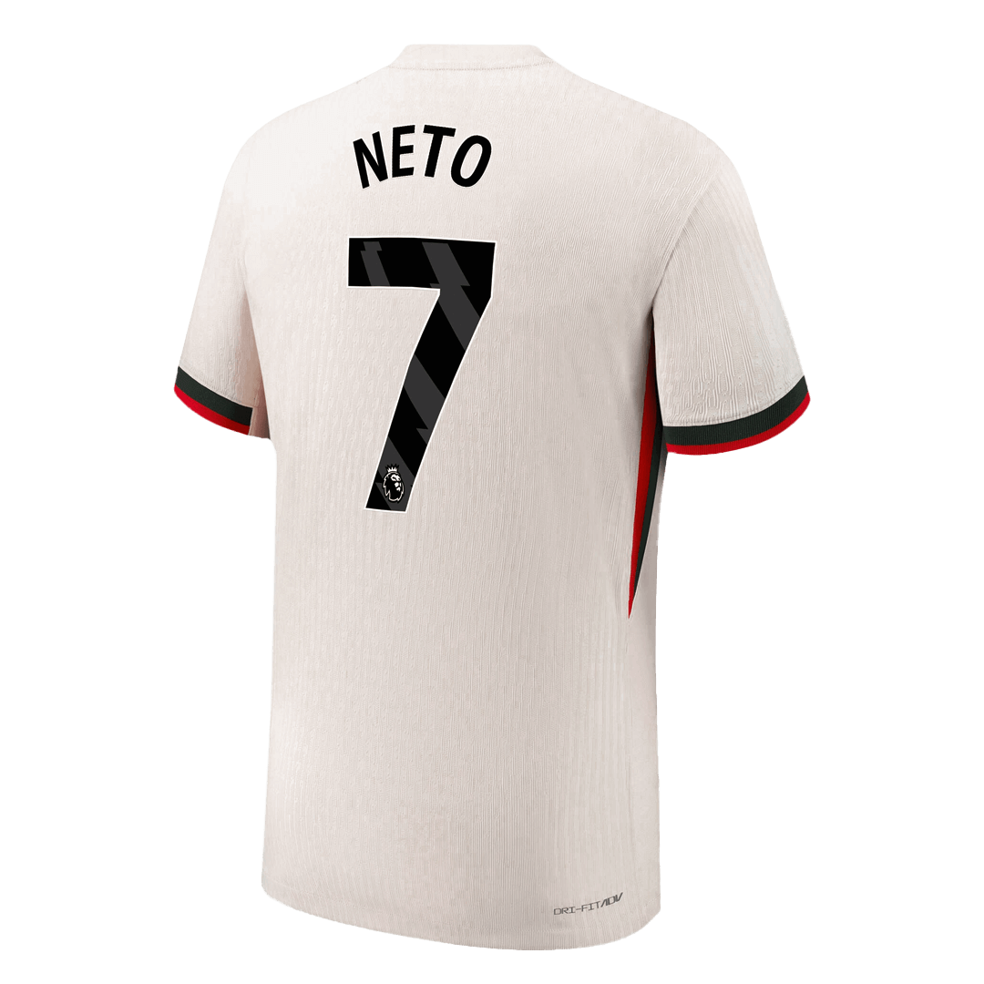 Maillot de football NETO #7 extérieur version joueur Chelsea 2025/26 pour homme - Coupe ajustée