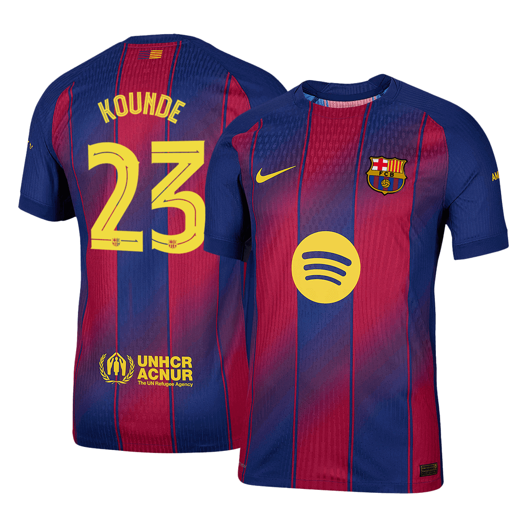 Maillot de football domicile KOUNDE #23 Barcelone UCL 2025/26 version joueur homme - Coupe ajustée