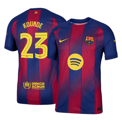 Maillot de football domicile KOUNDE #23 Barcelone UCL 2025/26 version joueur homme - Coupe ajustée