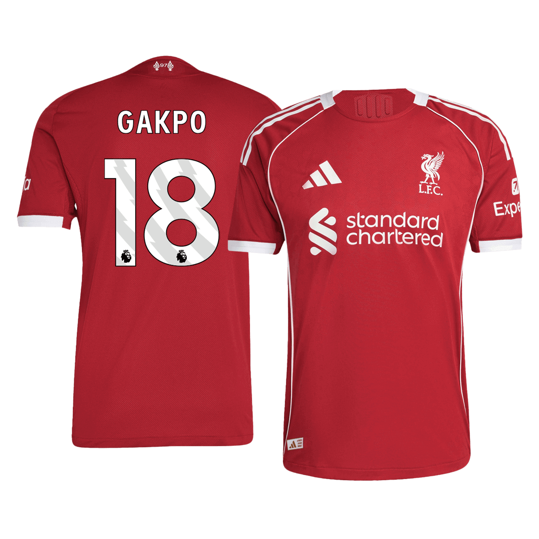 Maillot de Foot Domicile Homme Liverpool 2025/26 GAKPO #18 Version Joueur - Coupe Ajustée