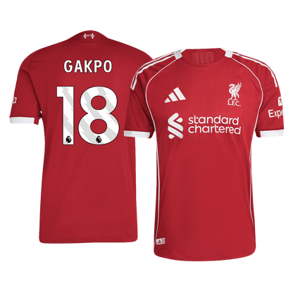 Maillot de Foot Domicile Homme Liverpool 2025/26 GAKPO #18 Version Joueur - Coupe Ajustée