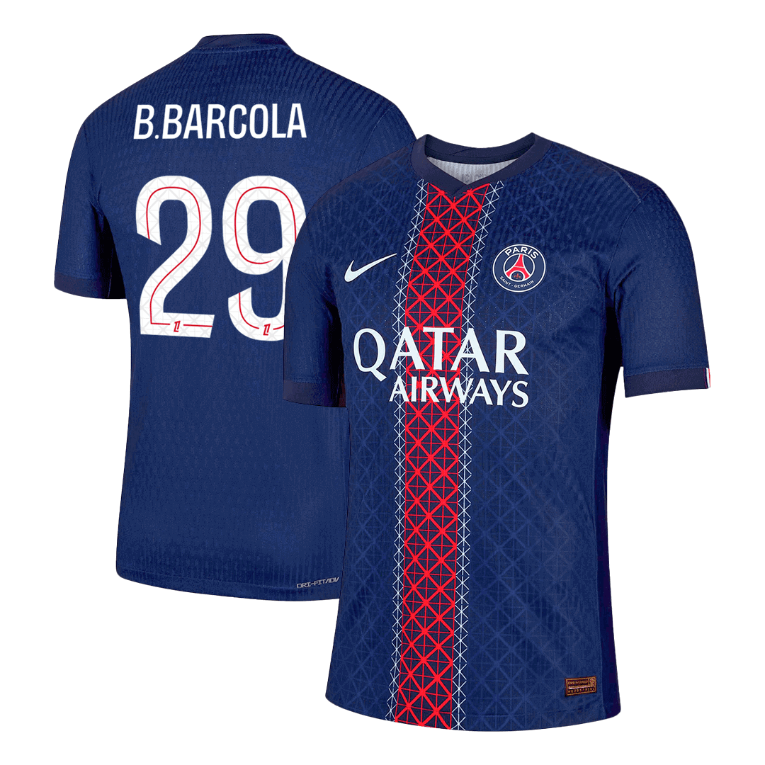 Maillot de foot domicile B.BARCOLA #29 PSG 2025/26 version joueur homme - Coupe slim