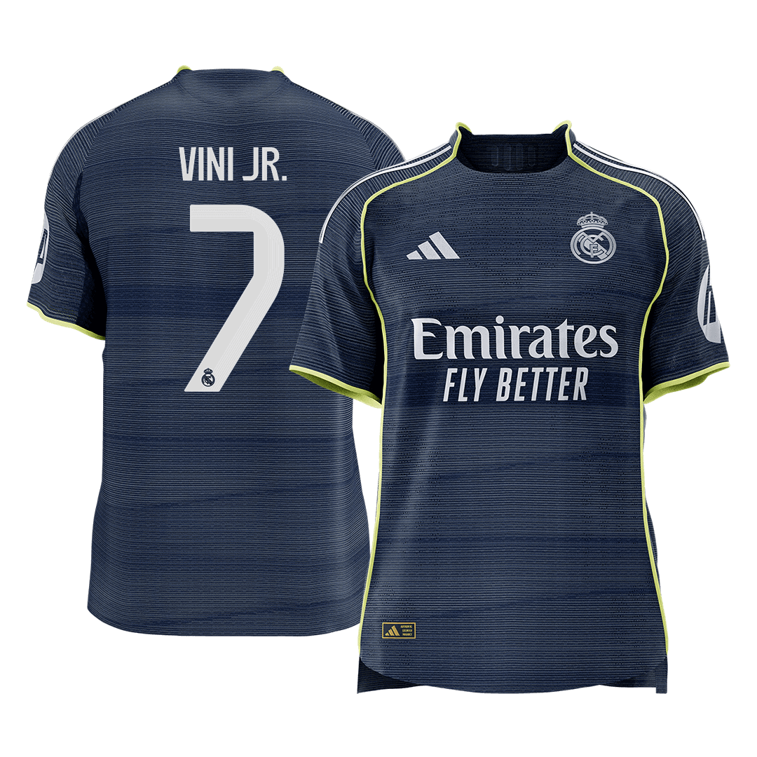 Maillot de football extérieur VINI JR. #7 Real Madrid 2025/26 pour homme - Coupe ajustée [QUALITÉ SUPÉRIEURE]