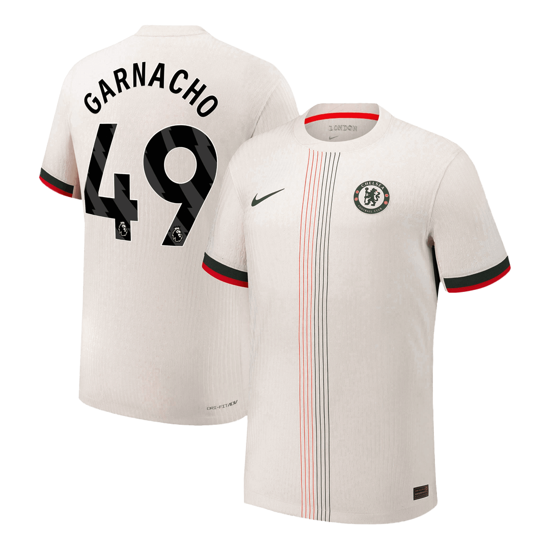 Maillot de football extérieur Chelsea 2025/26 - Version joueur - Coupe ajustée - GARNACHO #49 - Homme