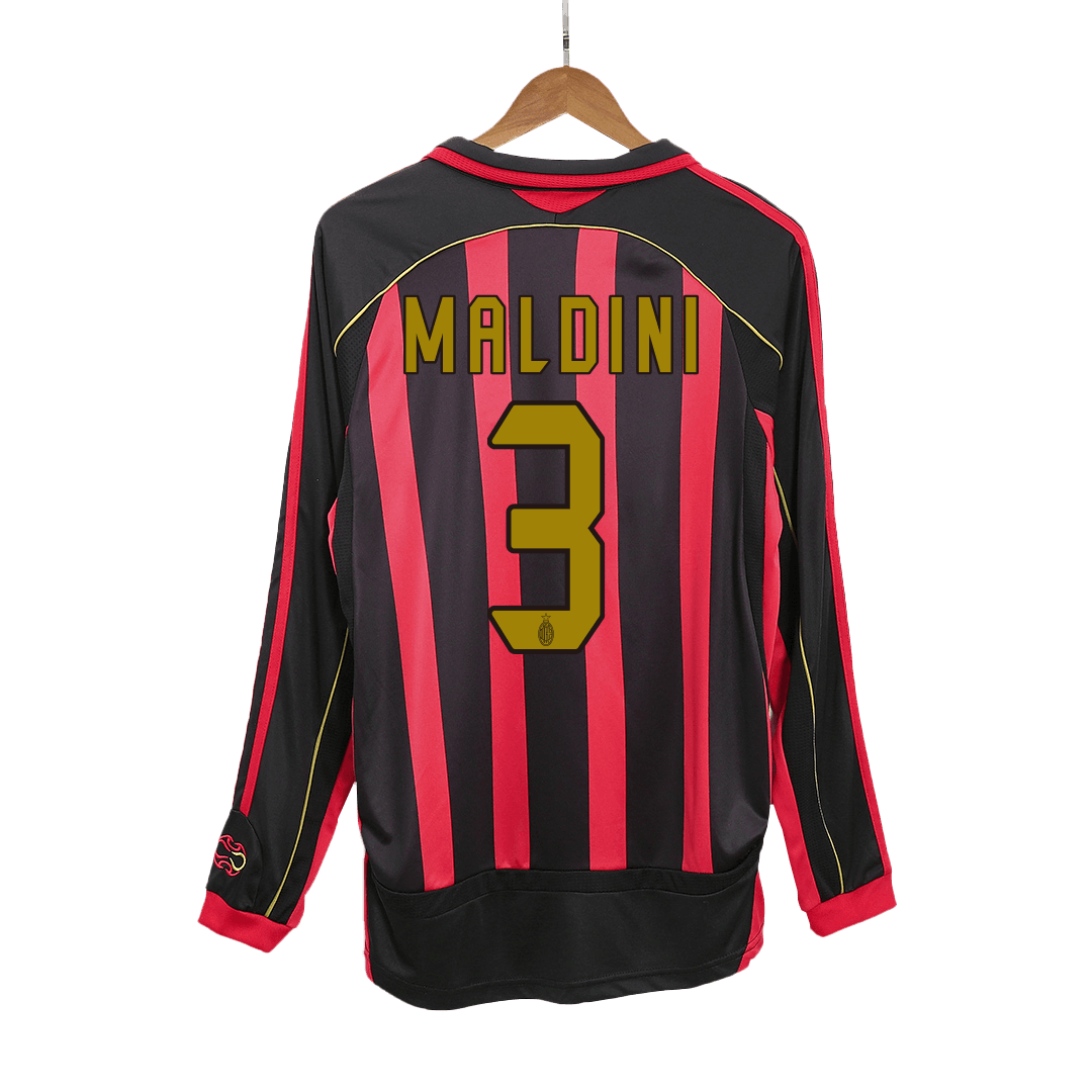 Maillot de foot rétro MALDINI #3 AC Milan domicile manches longues homme 2006/07
