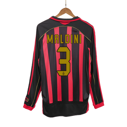 Maillot de foot rétro MALDINI #3 AC Milan domicile manches longues homme 2006/07