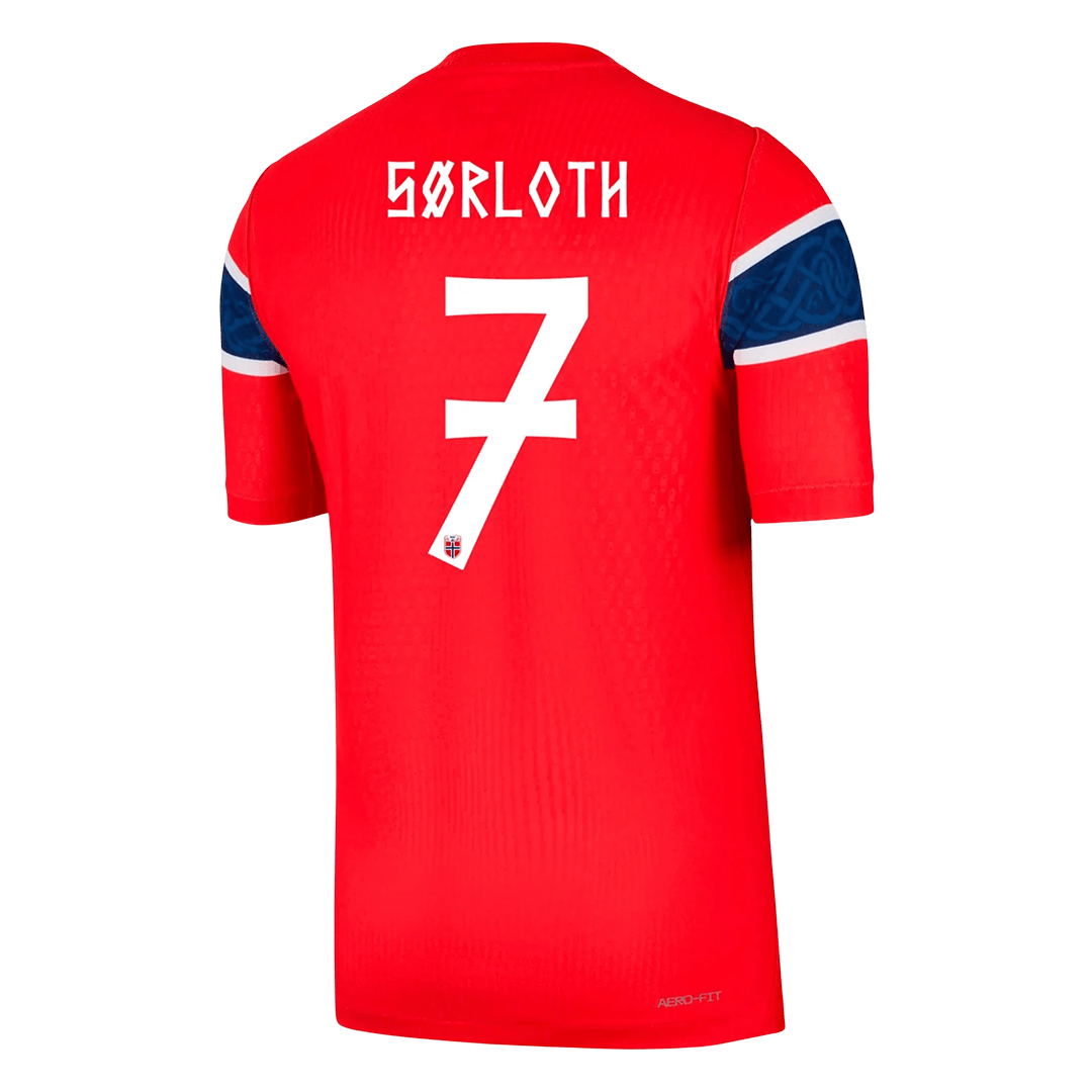 Maillot de foot domicile coupe ajustée SØRLOTH #7 Norvège Coupe du Monde 2026 version joueur homme