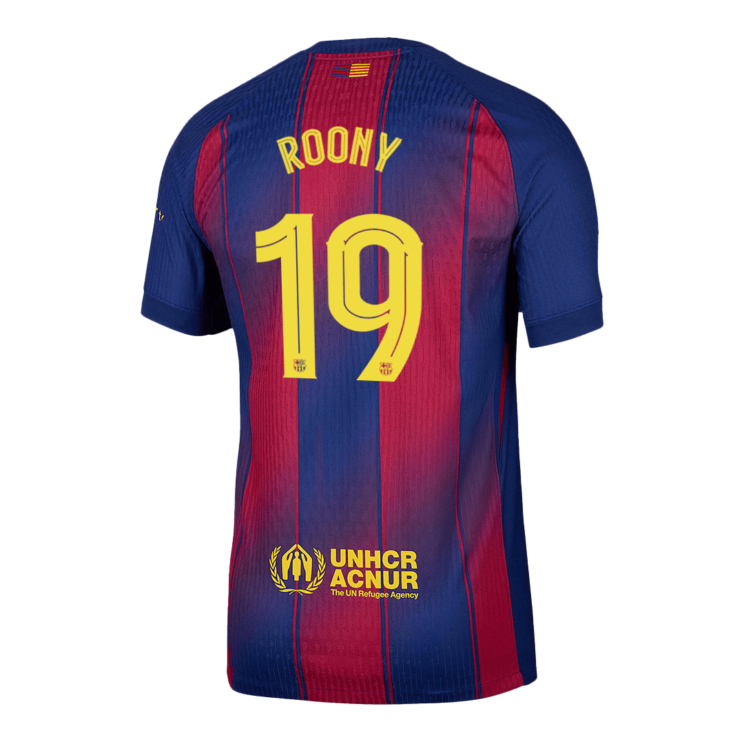 Maillot de football domicile ROONY #19 Barcelone LDC 2025/26 version joueur pour homme - Coupe ajustée
