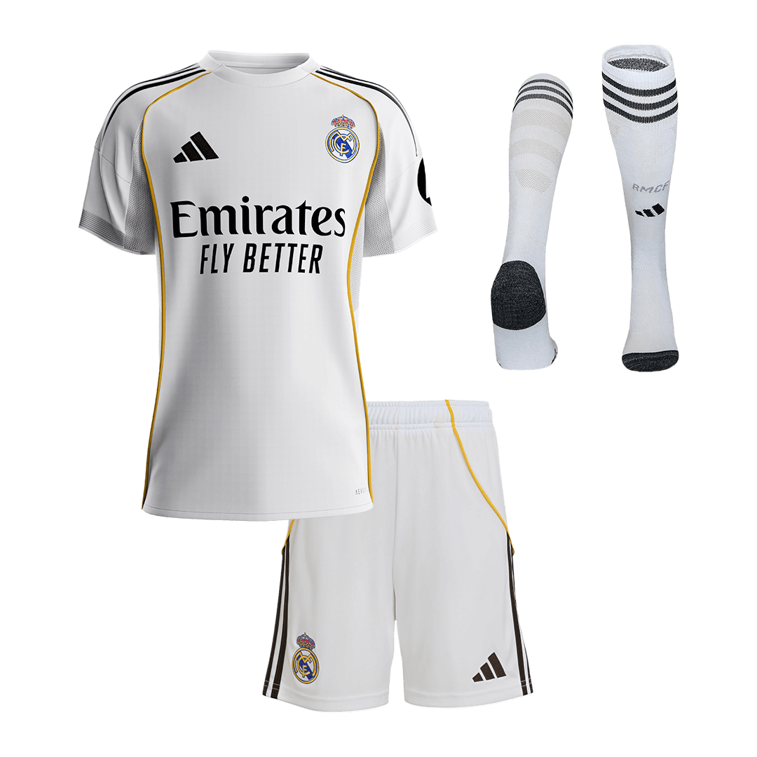 Kit de football domicile Real Madrid 2025/26 pour enfant [PREMIUM]