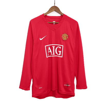 Maillot de foot rétro à manches longues SCHOLES #18 Manchester United domicile 2007/08 pour homme