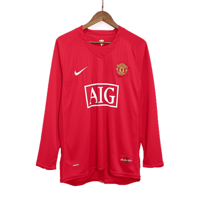 Maillot de football rétro Ronaldo #7 Manchester United domicile manches longues homme 2007/08