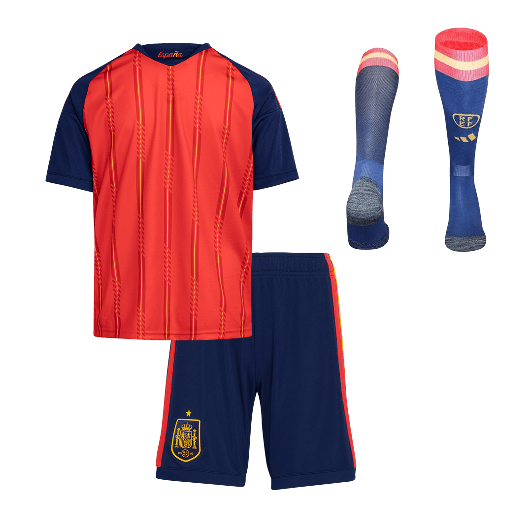 Ensemble complet maillot de football domicile Espagne Coupe du Monde 2026 pour enfant [PREMIUM]