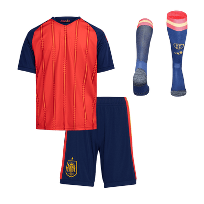 Ensemble complet maillot de football domicile Espagne Coupe du Monde 2026 pour enfant [PREMIUM]