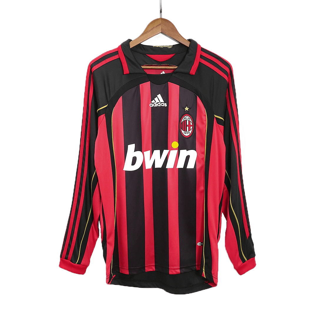 Maillot de foot rétro domicile manches longues AC Milan 2006/07 pour homme