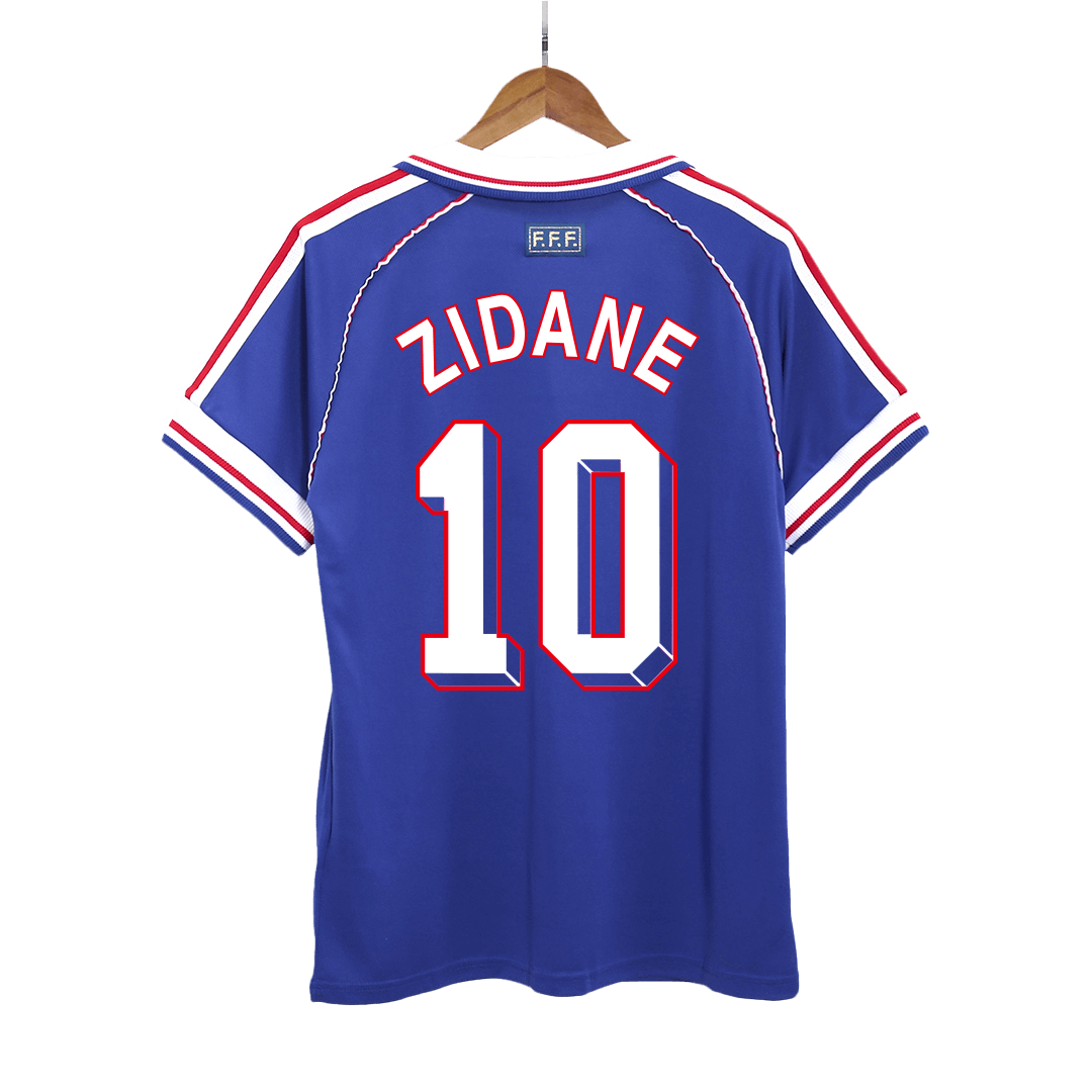 Maillot de foot domicile rétro ZIDANE #10 France Coupe du Monde 1998 pour homme