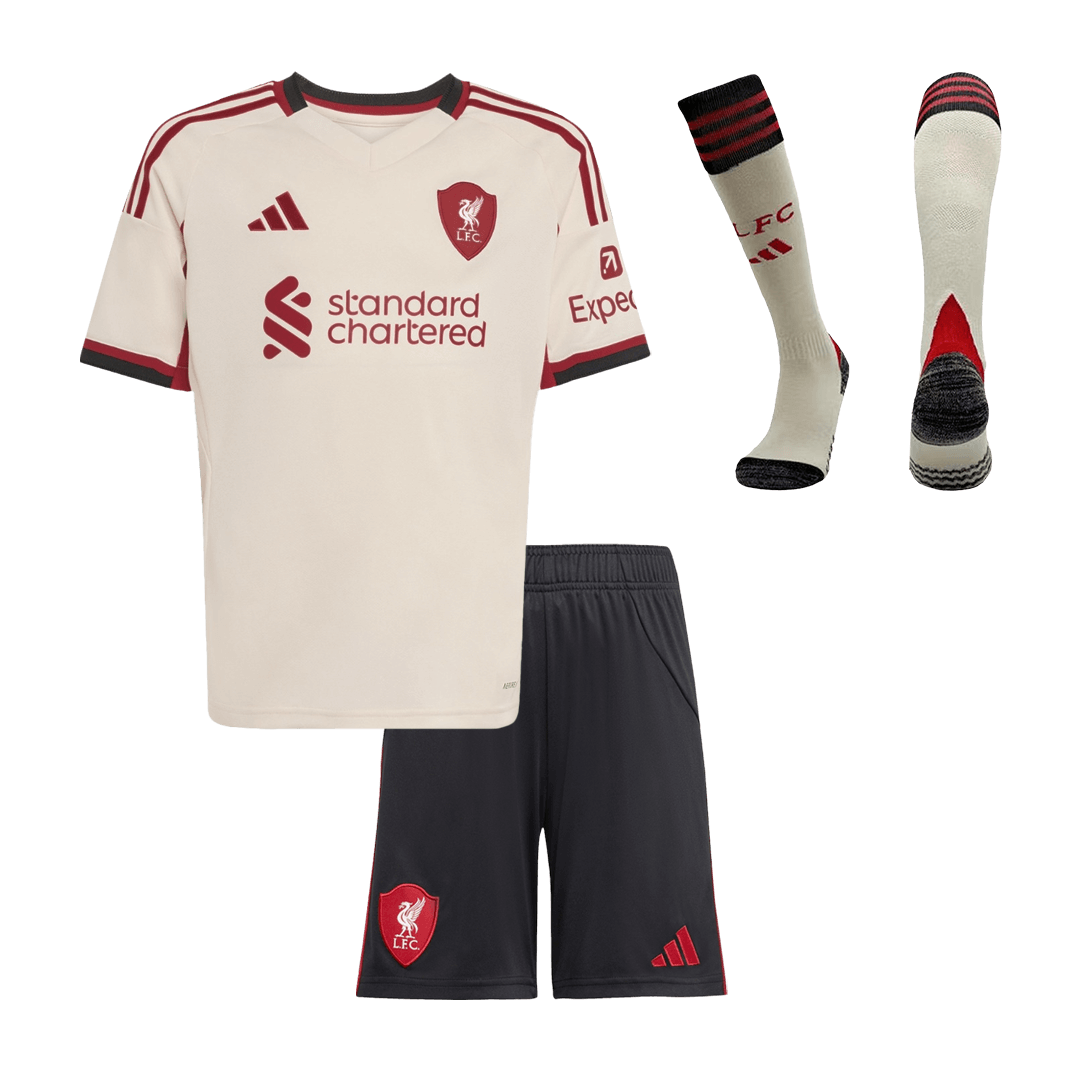 Ensemble complet maillot de foot extérieur enfant Liverpool 2025/26