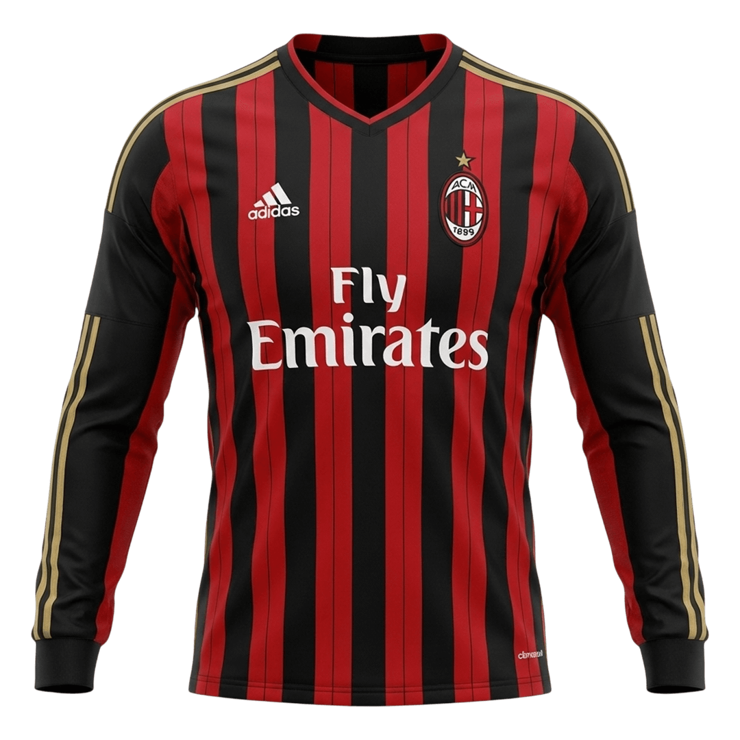 Maillot de football rétro AC Milan domicile manches longues 2013/14 pour homme