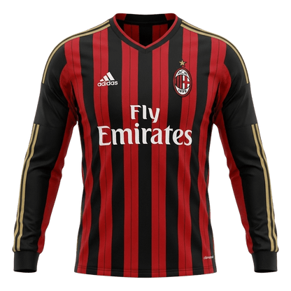 Maillot de football rétro AC Milan domicile manches longues 2013/14 pour homme