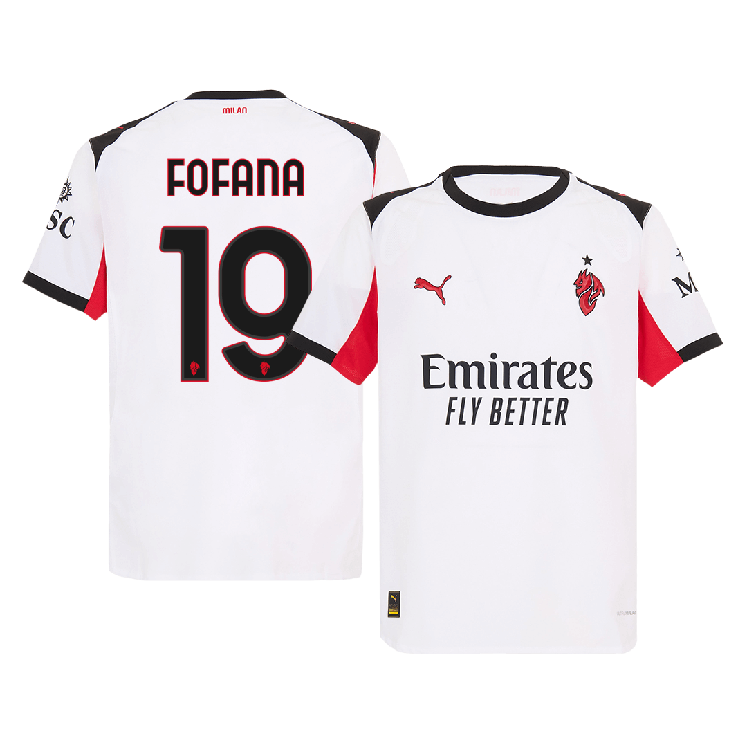 Maillot de football FOFANA #19 AC Milan 2025/26 pour homme - Version joueur extérieur - Coupe ajustée
