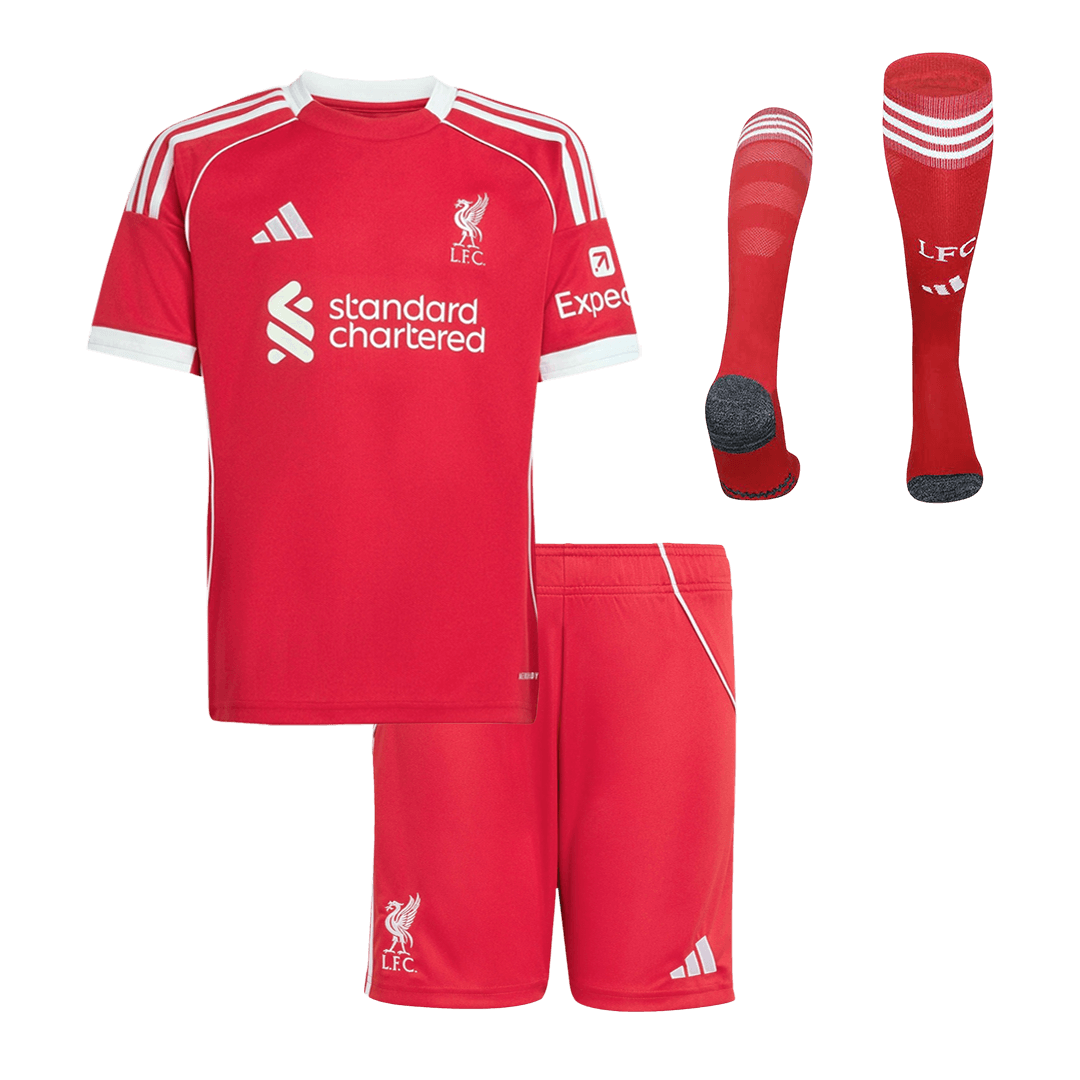 Ensemble complet maillot de foot domicile enfant Liverpool 2025/26