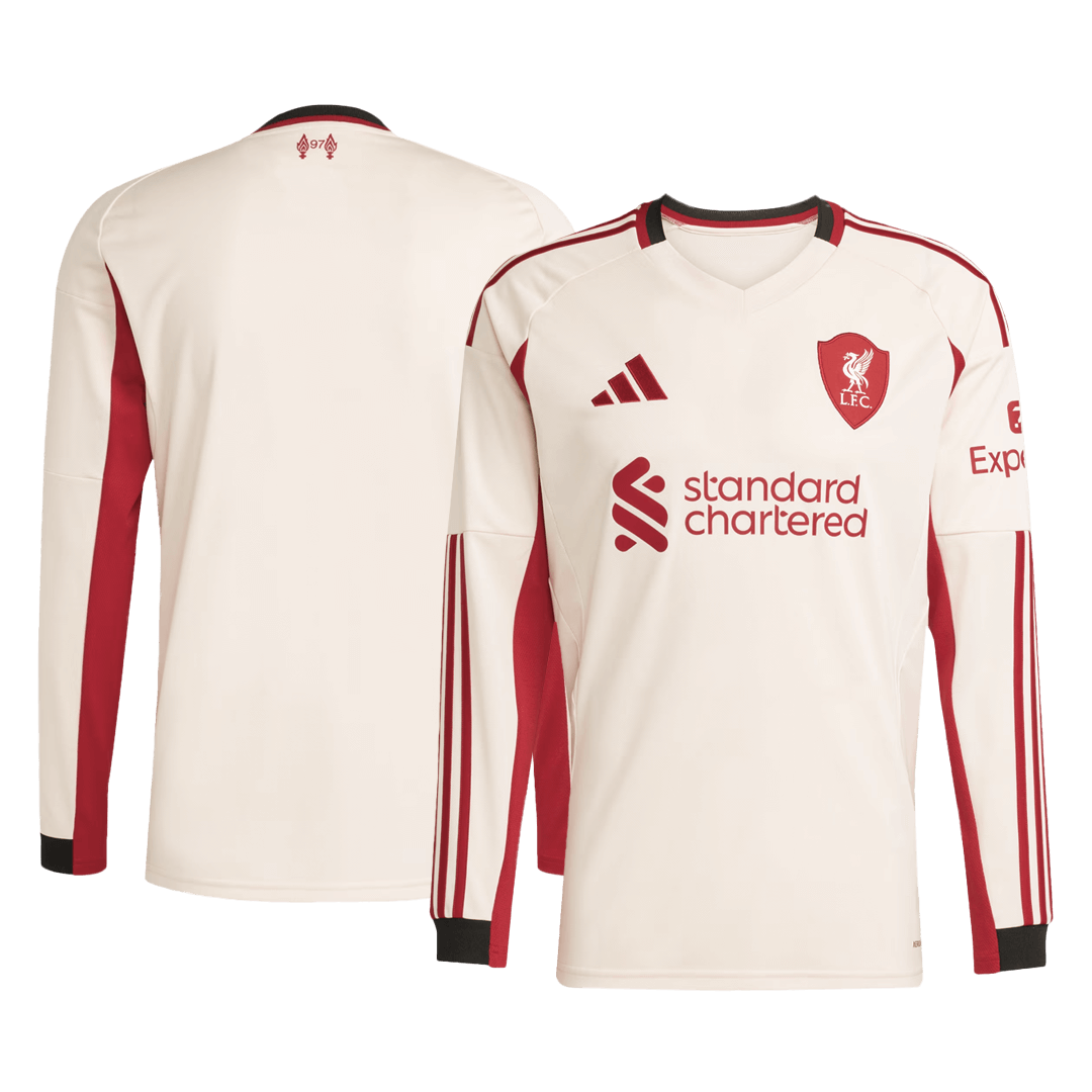 Maillot de football manches longues extérieur Liverpool 2025/26 pour homme